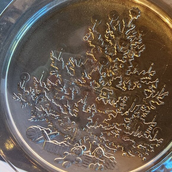 Vintage Christmas Tree 13" Embossed Glass Serving Platter Plate Holiday Decor - Picture 3 of 8